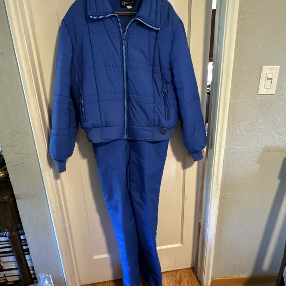 Vintage Men's Ossi Blue Snow Bib AND MATCHING JACKET Ski SET 2- piece Sz XL